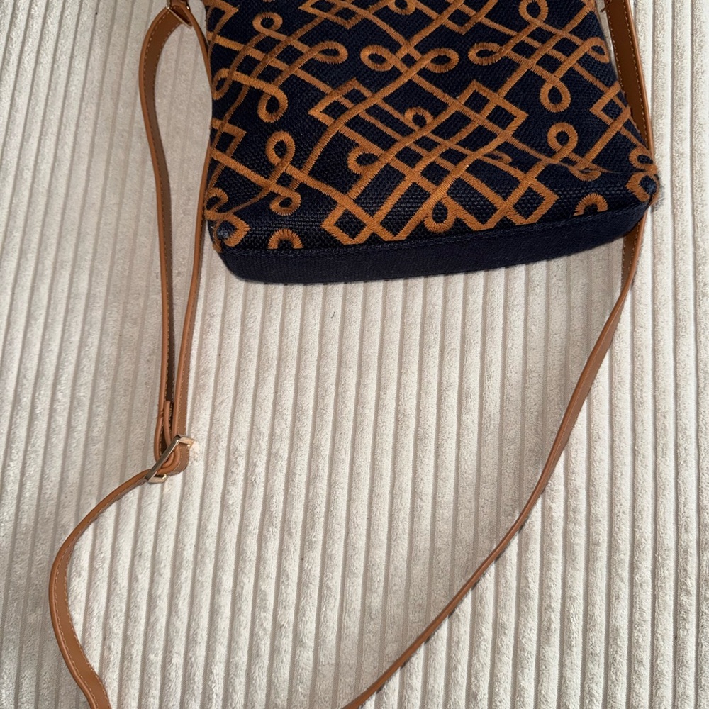 Spartina 449 Navy and Tan Patterned Crossbody Bag